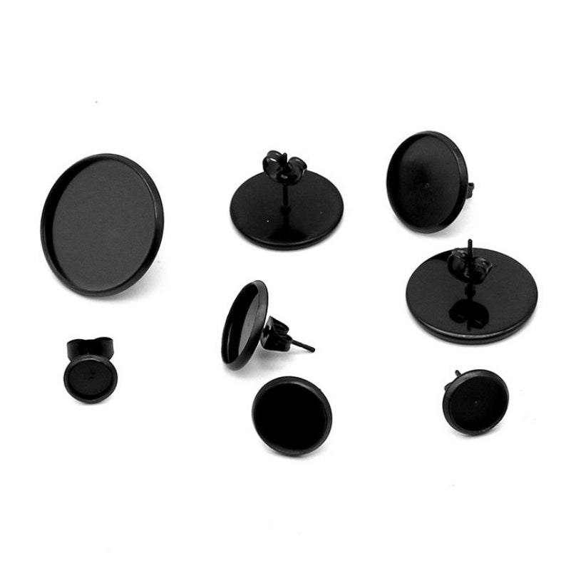 Ear Stud Bezel Blank Earring Settings lead and nickel free Black Earring Blanks Earring Trays Earring Stud Bezel Trays