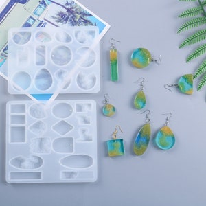 DIY Crystal Epoxy Resin Mold Island Earring Pendant Silicone Mold Handmade Mirror Silicone Mold For Resin