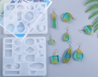 DIY Crystal Epoxy Resin Mold Island Earring Pendant Silicone Mold Handmade Mirror Silicone Mold For Resin
