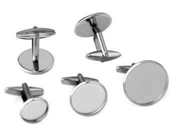 10pcs(5pairs) Surgical Stainless Steel Cuff Link Blanks-10mm-20mm Cuff link Trays-Bezel Tray Setting Stainless Steel French Cufflinks Blank