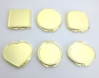Pocket Mirror Blank Compact Mirrors Supply Gold Mirror Compact DIY Round Mirror - Round/Square/Heart/Oval Compact Mirror Supply
