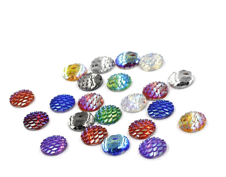 6/8/10/12/14/16/18/20mm Round Fish Scales Smooth AB Plated Diamonds ...