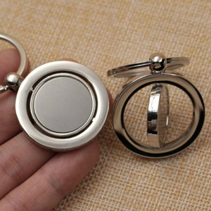 Bezel Key Chain - Key Chain Blank - Round Bezel Settings - Diy key rings keychain -  Double Sided Key Chain Settings - Custom LOGO