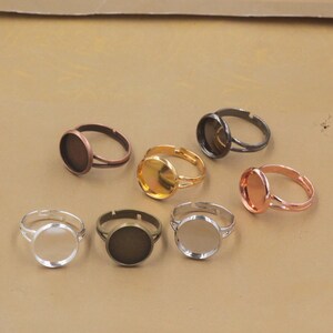 50pcs Adjustable Blank Ring Base Fit Dia 10 12 14 16 18 20 mm Glass Cabochons Cameo Settings Tray Diy Jewelry Making Ring