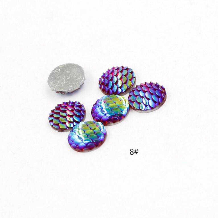 6/8/10/12/14/16/18/20mm Round Fish Scales Smooth AB Plated Diamonds ...
