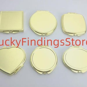 Pocket Mirror Blank Compact Mirrors Supply Gold Mirror Compact DIY Round Mirror - Round/Square/Heart/Oval Compact Mirror Supply