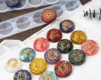 DIY Epoxy resin 7 Chakra Semicircle Hemisphere Round Mirror Silicone Crystal Epoxy Mold