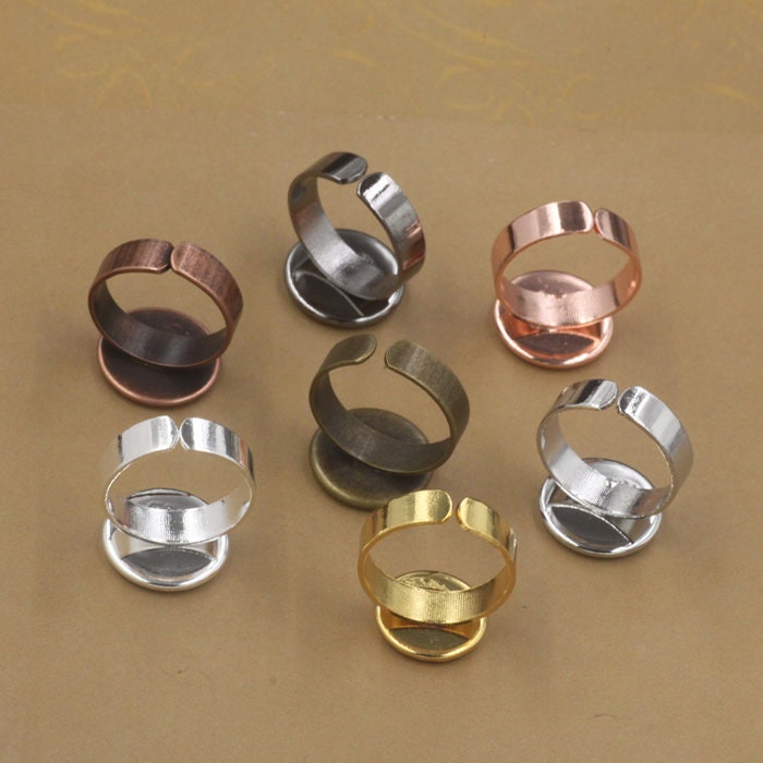 20pcs Adjustable Rings Bases Cabochon Settings Bezel Tray Vintage Ring ...