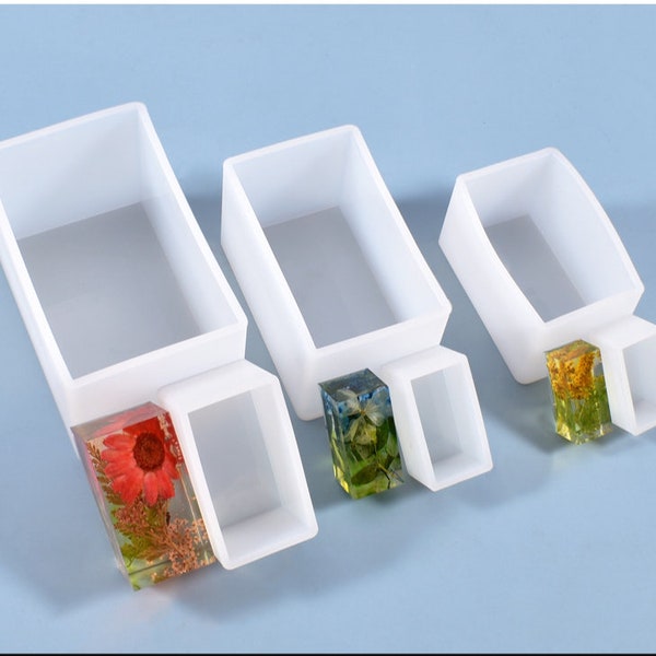 Epoxy Resin Mold Resin Casting Molds Rectangle Silicone Mold For Jewelry DIY Dried Flower Decorative Filled Molds 6 Sizes