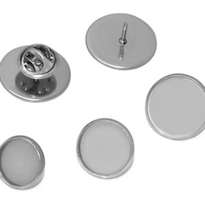 UNICRAFTALE 20Pcs Flat Round Brooch Pin With 20Pcs Glass Cabochons 304 Stainless Steel Brooch Bezel Trays Diy Blank Dome Brooch Making Kit For Diy Brooch Making 25mm Tray