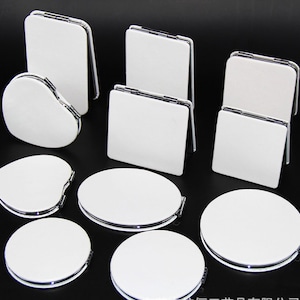 Round/Heart/Rectangle/Oval/Square Compact Mirro Blank, PU Blank Compact Tray Compact Mirror Supply personalized Compact Mirror image 1