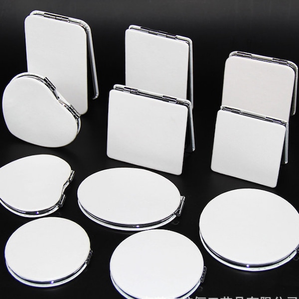 Round/Heart/Rectangle/Oval/Square Compact Mirro Blank, PU Blank Compact Tray - Compact Mirror Supply - personalized Compact Mirror
