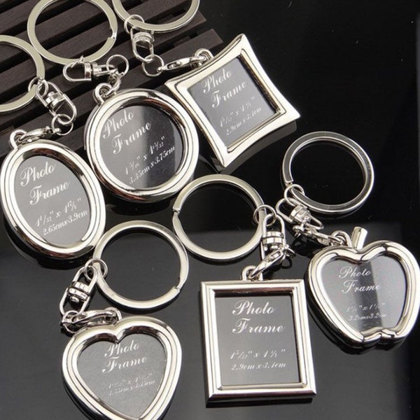 Photos Key Chain - Key Chain Blank - Round/Oval/Square/Heart Bezel Settings - DIY Photos Charms - Diy key rings keychain