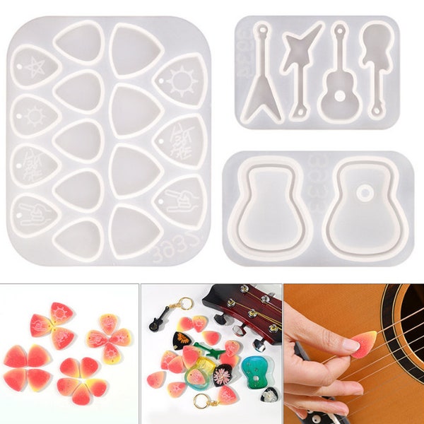 Guitar Resin Mold Guitar Pick Silicone Mold DIY Keychain Earring Pendant Epoxy Resin Glue Mold Music Storage Accessories Tool