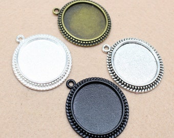 10pcs 30mm Pendant Setting-Pendant Blank-1 Inch Pendant Base-Cabochon Tray-Cabochon Bezel-Blank Round Cabochon Trays-Blank Bezel Cabochon