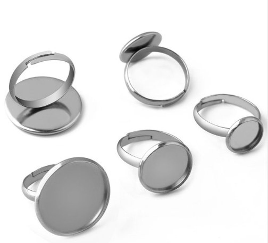 Kit Fai Da Te 24 Pezzi Per Creare Anelli - Base Acciaio Inox Regolabile Con Cabochon Vetro - Foto 11