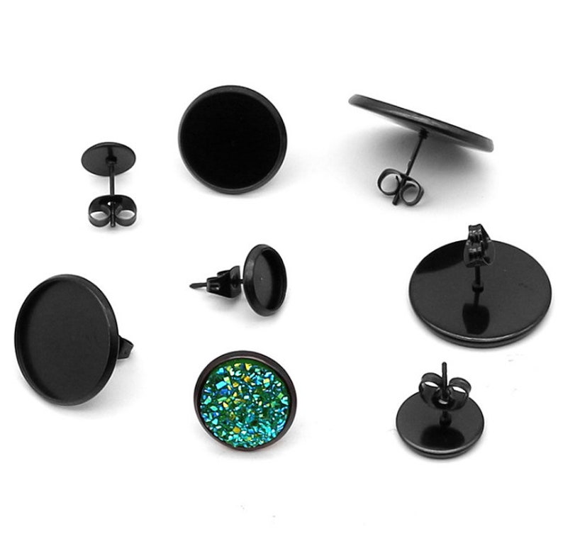 Ear Stud Bezel Blank Earring Settings lead and nickel free Black Earring Blanks Earring Trays Earring Stud Bezel Trays