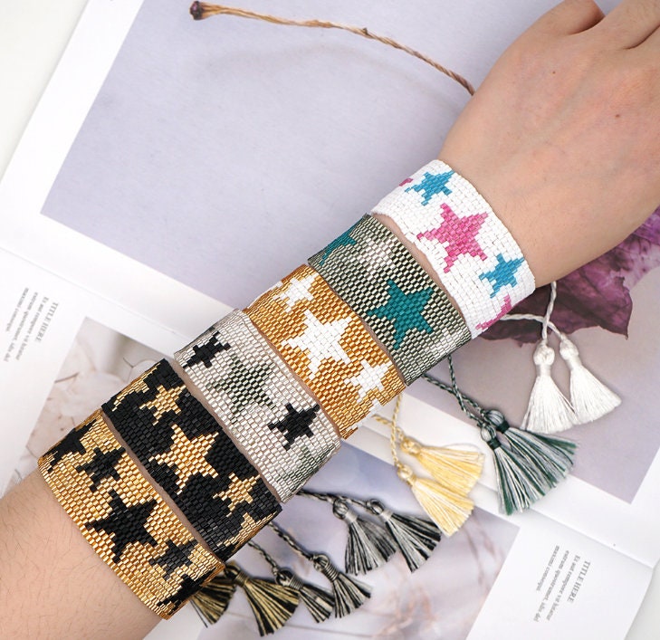 Beaded Bracelet Star Bead Bracelet Adjustable Beaded Bracelet Etsy