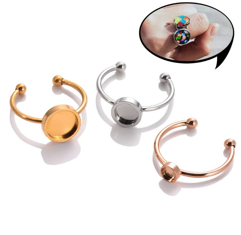 10pcs New Stainless Steel Finger Ring, Adjustable Ring Blanks, S 10pcs New Stainless Steel Finger Ring, Adjustable Ring Blanks, S