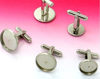 10pcs(5pairs) Surgical Stainless Steel Cuff Link Blanks-10mm-20mm Cuff link Trays-Bezel Tray Setting Stainless Steel French Cufflinks Blank
