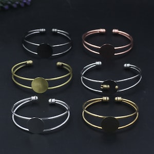 Flat bracelet Settings - Cuff Bracelets Blanks - Vintage Adjustable Bangle Blanks - Glue - Silver Ant Bronze Ant Copper Bracelet