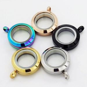 Floating Charms Locket For Jewelry Making Glass Living Memory Locket Women Necklace Pendant Stainless Steel Medallion Gift