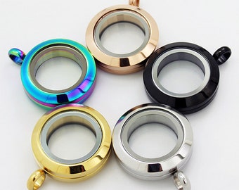 Floating Charms Locket For Jewelry Making Glass Living Memory Locket Women Necklace Pendant Stainless Steel Medallion Gift