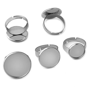 20pcs Stainless Steel Finger Ring, Adjustable Ring Blanks, Stainless Steel Ring Base, Rings For Women, Hypoallergenic Cabochon Ring