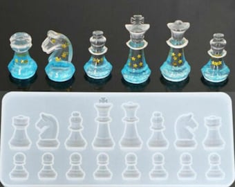 Silicone chess mold - Clear resin mold for chess - chess molds for craft making - DIY international chess moulds - 3d chess mold