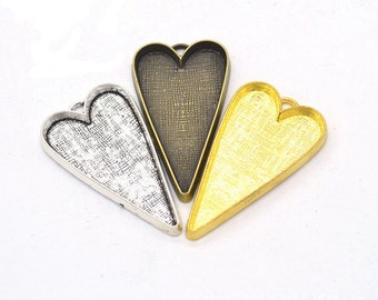 Heart Pendant Trays blank - Bezels Settings - Blank Pendant Bases - Heart Bezel Pendant Settings - Cameo Base Setting Blank