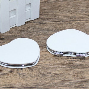 Round/Heart/Rectangle/Oval/Square Compact Mirro Blank, PU Blank Compact Tray Compact Mirror Supply personalized Compact Mirror image 4