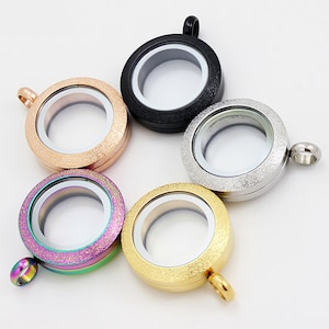 Floating Locket Chains Necklace Pendant Charms Stainless Steel Diy Jewelry For Women Gift 20 25 30mm Twist Frosted