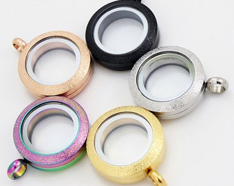 Floating Locket Chains Necklace Pendant Charms Stainless Steel Diy Jewelry For Women Gift 20 25 30mm Twist Frosted
