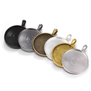 50pcs 1 inch Cabochon Setting-Blank Pendant Trays-Cabochon Bezel Tray-Blank Pendant Bezel-25mm Round Cabochon Trays-Blank Bezel Cabochon