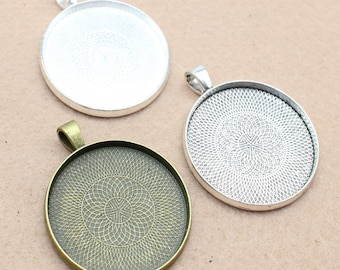 35mm Round Pendant Tray Blanks - Base Bezel Cameo Blank Settings - 35mm Round Blank Bezel Cabochon Setting - Round Bezel Blanks
