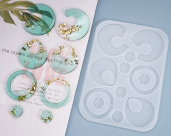 Jewelry pendant silicone mold resin pendant mold with hole Cabochon silicone earring pendant molds craft mould for Jewelry pendant making