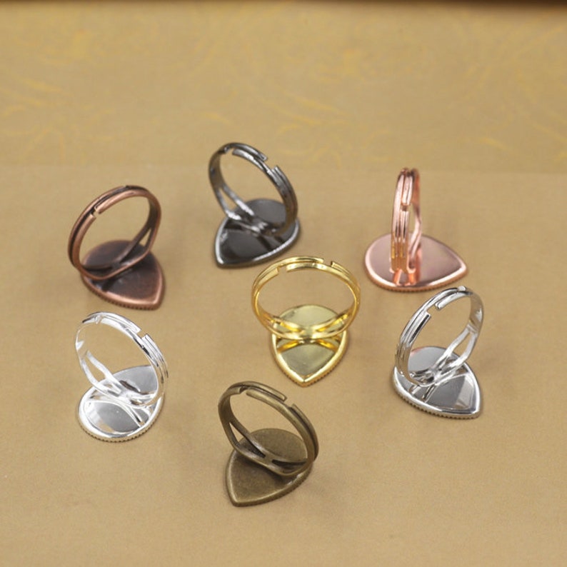 20pcs Ring Settings Water Drop Cabochon Bases Bezel Tray Fit 13x18mm18x25mm Cabochon Cameo DIY Finger Rings Findings