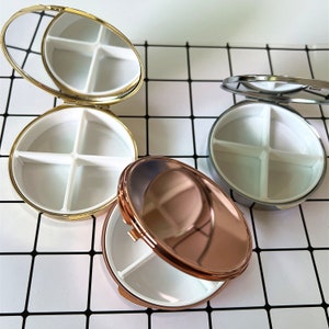 4 dagen medicijndoos - leeg compartiment medicijndoos, ronde medicijndoos, container - blanco medicijndoos - medicijndoos frame - metalen medicijndoos