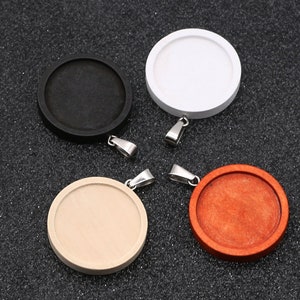 Configuración de la bandeja del bisel de madera - Espacios en blanco del bisel de madera - Ajuste colgante del bisel de madera - Bandejas de vidrio de madera - Base en blanco colgante de madera - Elija su color