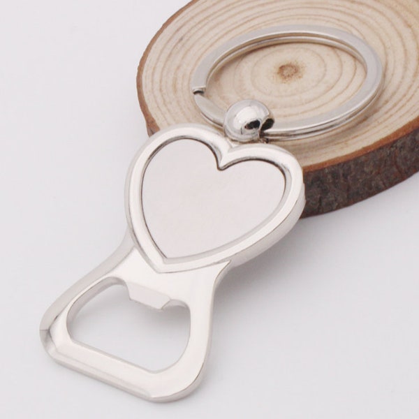 25mm New Heart Bottle Opener Keychains Zinc Alloy Round Keyrings for Gifts Custom LOGO Add Round And Compass Shape