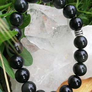 Natural stone bracelet, obsidian celestial eye image 6