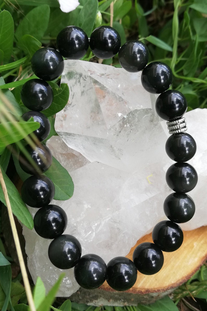 Natural stone bracelet, obsidian celestial eye image 6