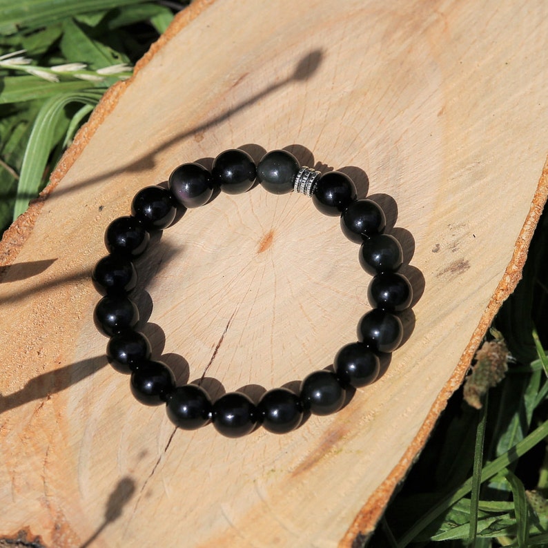 Natural stone bracelet, obsidian celestial eye image 7