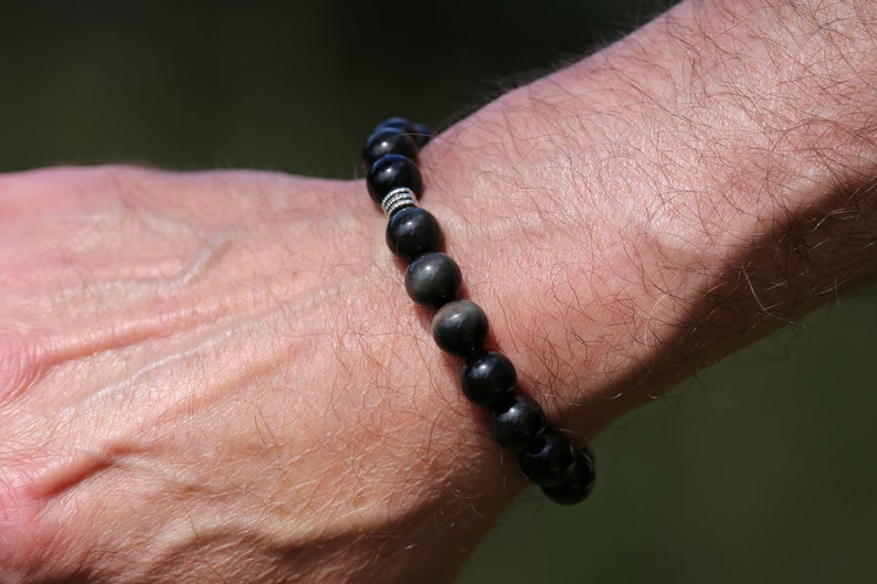 Natural stone bracelet, obsidian celestial eye image 8