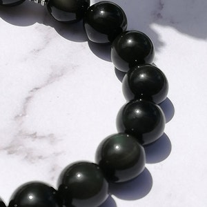 Natural stone bracelet, obsidian celestial eye image 2