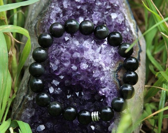 Natural stone bracelet, obsidian celestial eye