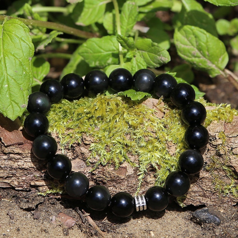 Natural stone bracelet, obsidian celestial eye image 5