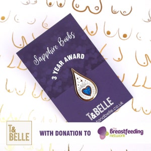 3 Jahre Stillen & Ausdruck von Drops of Magic Meilenstein Abzeichen - Sapphire Award Nursing Andenken Emaille Pin