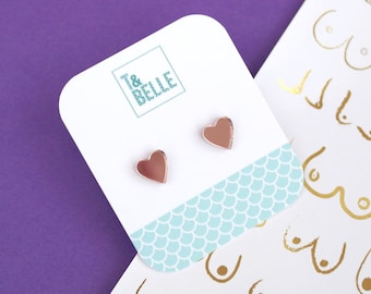 Zero Waste Acrylic Rose Gold Heart Stud Earrings