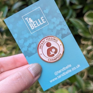 Infant Feeding Champion Enamel Pin Breastfeeding Supporter - Lactation Consultant - Rose Gold & Pearl